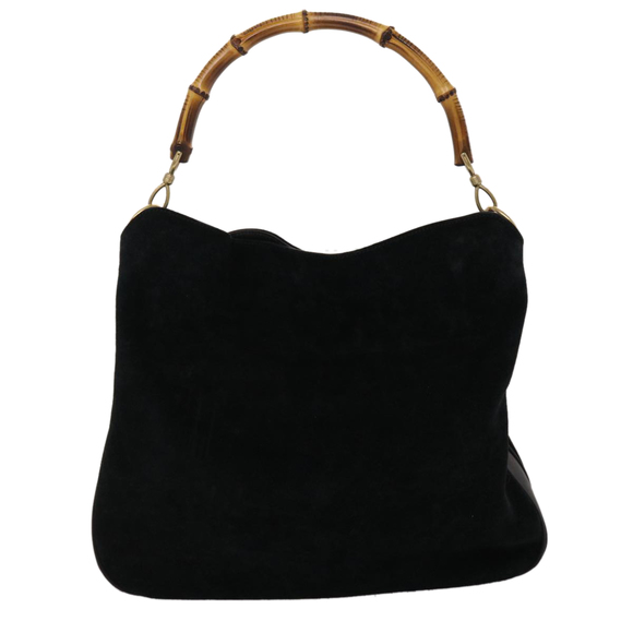GUCCI Bamboo Hand Bag Suede 2way Black Auth ar9709B - Picture 2 of 16